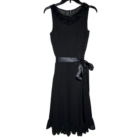 Jessica Howard Women’s Size 6 Dress Set 2 Piece Black Tank Dress w Sheer Overlay - Picture 1 of 13